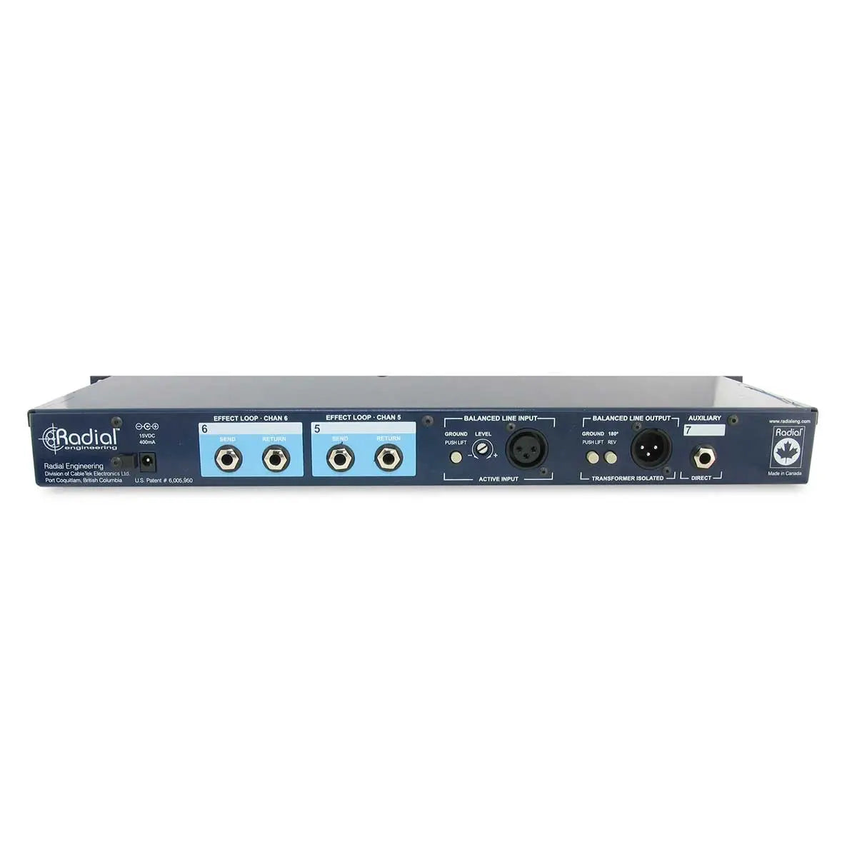 Radial JD7 Active class-A guitar distro system, 2-in, 7-out & re-amping. PSU included