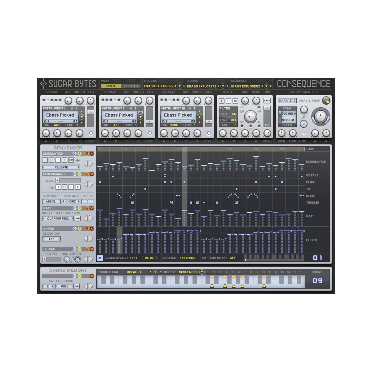 Sugar Bytes Consequence Chord-Pattern Groovebox