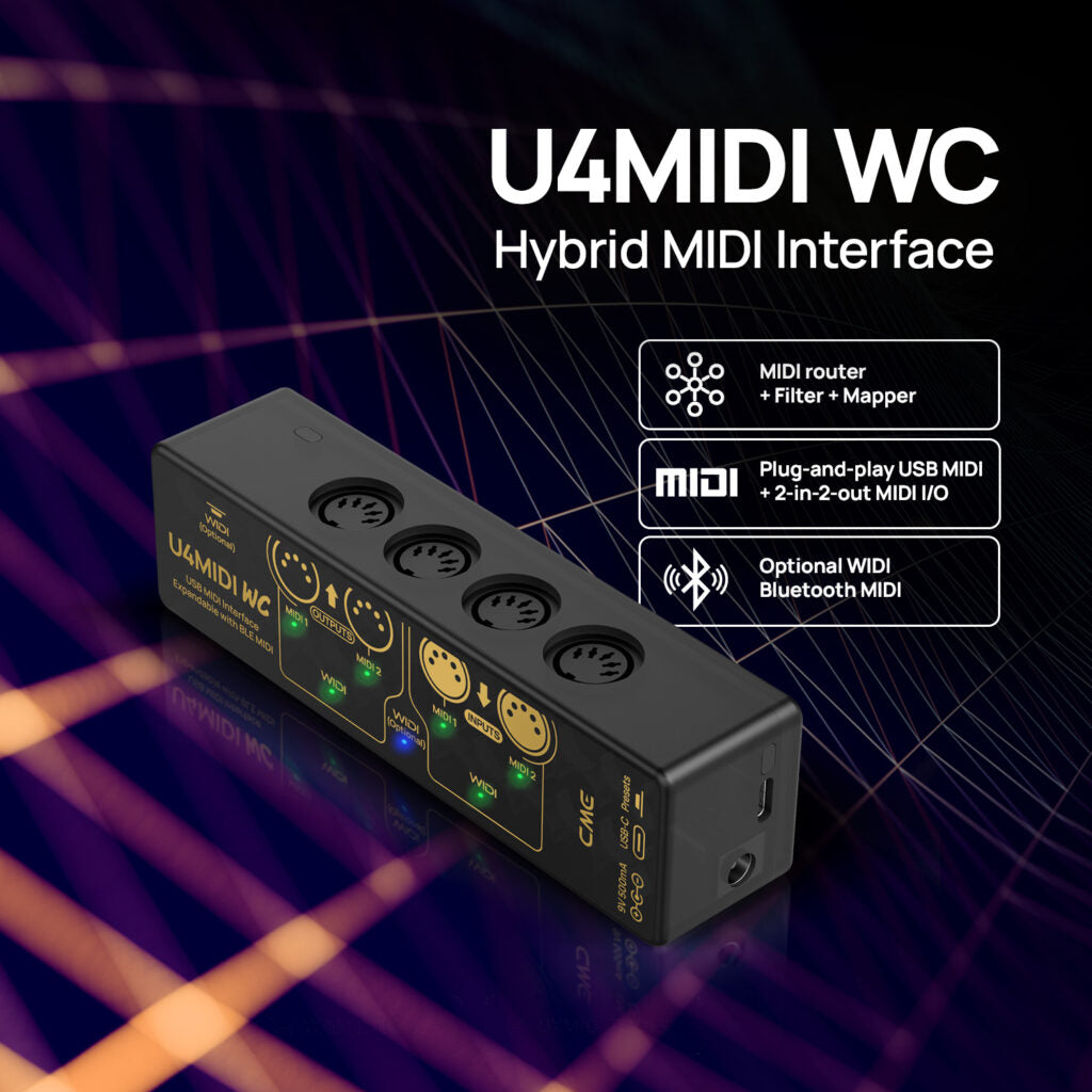 CME Pro U4MIDI WC Hybrid MIDI Interface with optional Bluetooth MIDI via WIDI Core