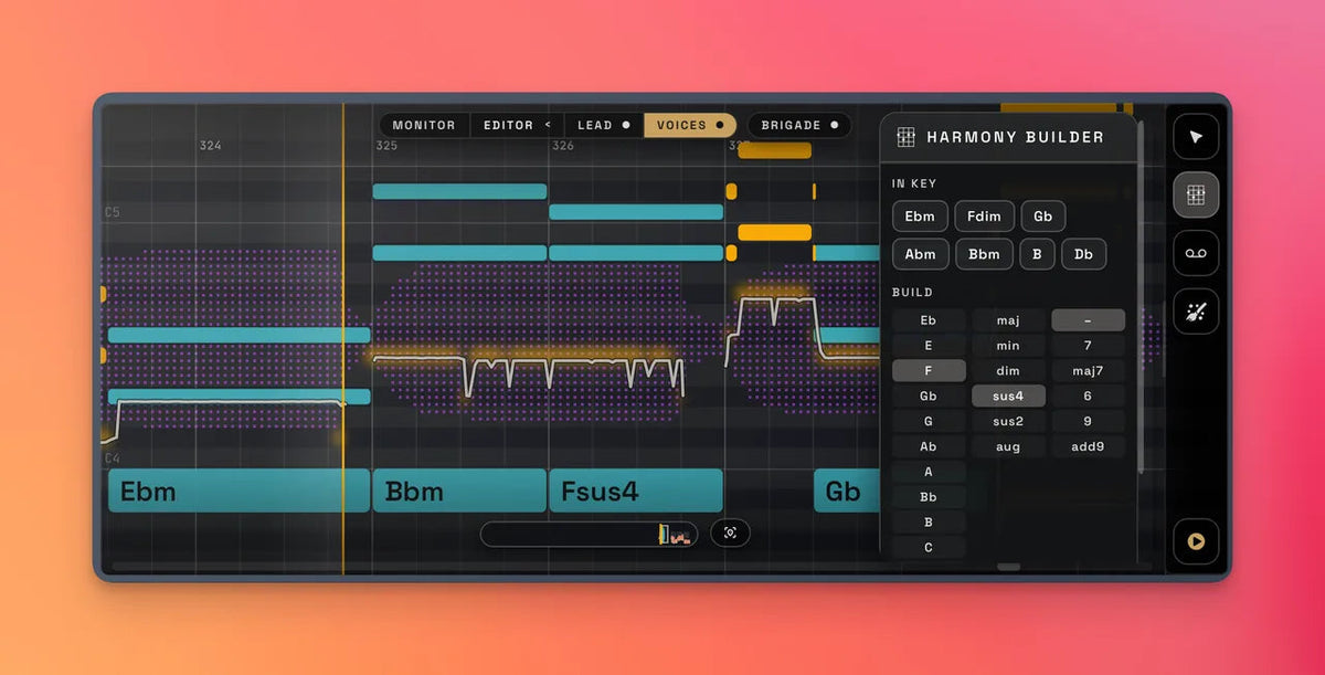 Voicemax Harmony Builder chord timeline