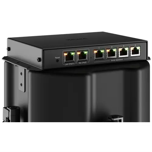 Xilica SONIA Amplifier Dante enabled,RJ45 mic in . 4 X 15W 4-Ch 4 ohms. PoE++ Xilica