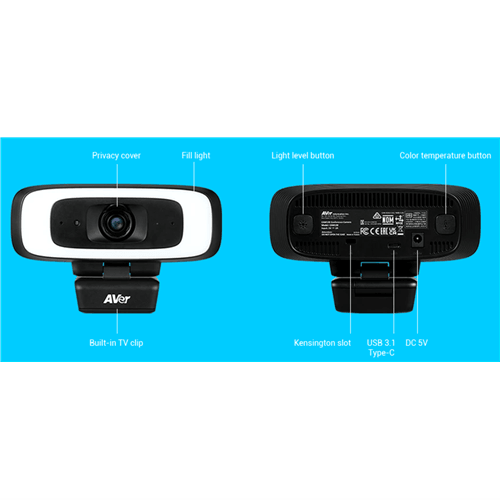 AVer CAM130 Compact USB 4K Camera w/ Fill Light for remote work - Koala Audio