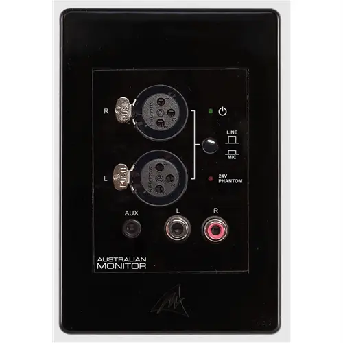 Australian Monitor WPML Mic/Line Wall Plate with XLR,RCA,3.5mm jack - Black