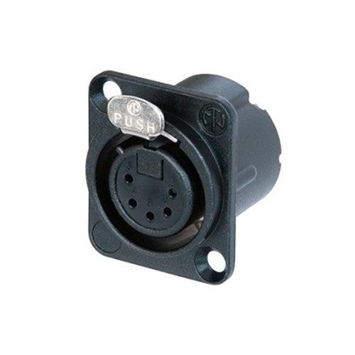 Neutrik NC5FD-LX-BAG 5 pole female receptacle, solder cups, black metal housing, silver contacts