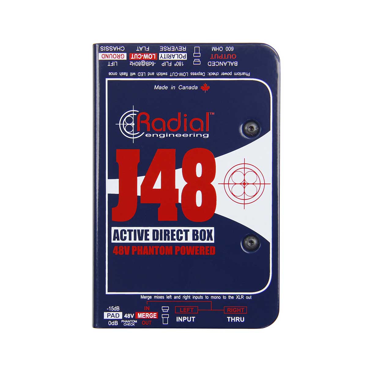Radial Engineering J48 Active 48V phantom powered direct box with digital switching supply