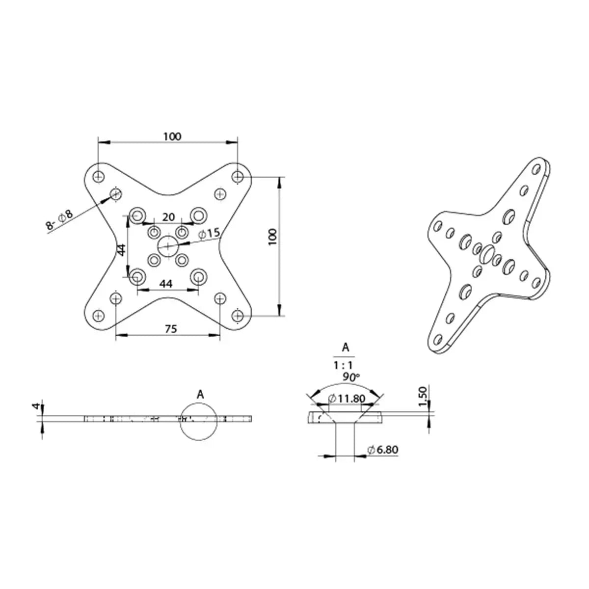 Triad-Orbit SM-VM1 for speakers with 100x00mm or 75x75mm Vesa Mount holes. Triad-Orbit