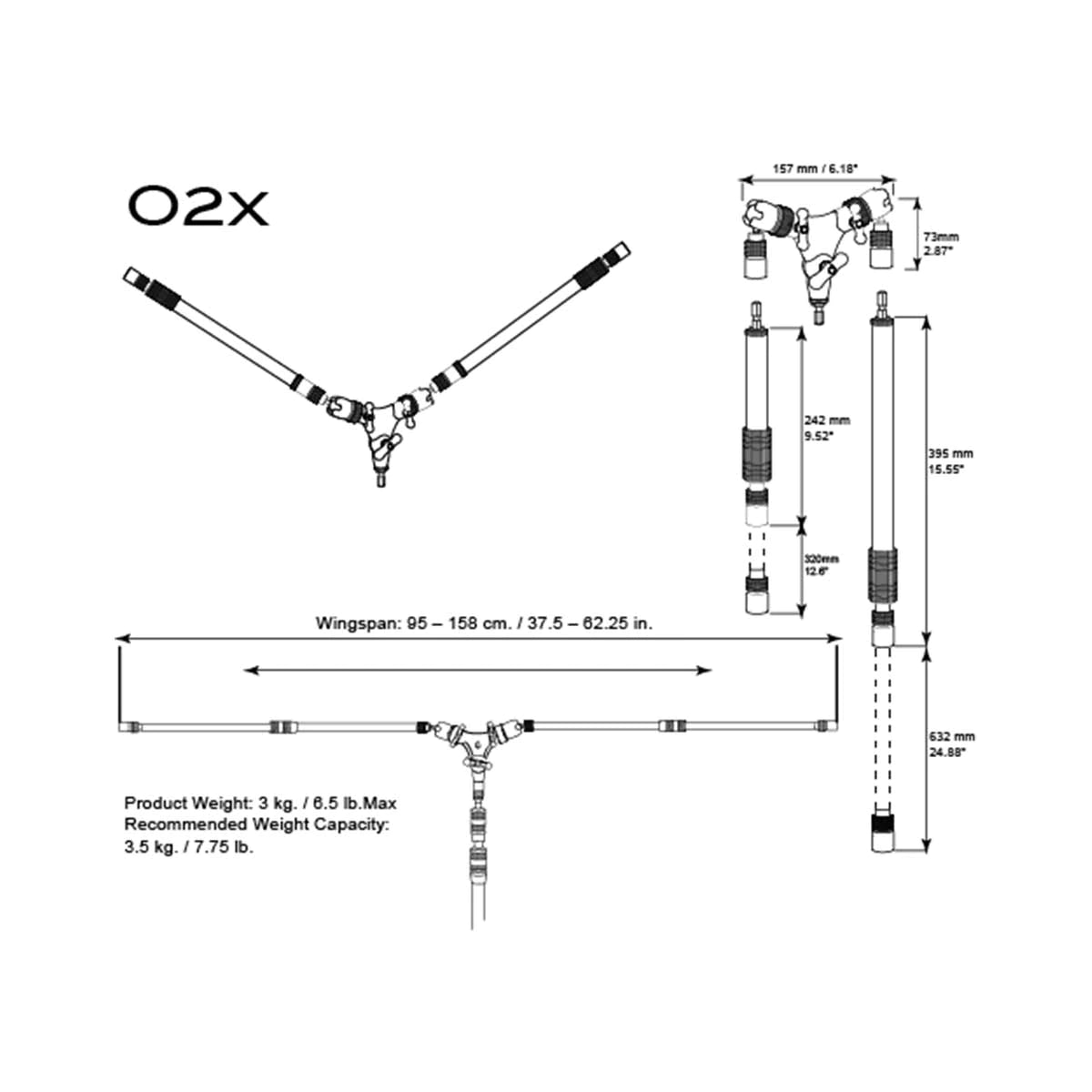 Triad-Orbit O2X Dual Arm Orbital Boom with Interchangeable Arms