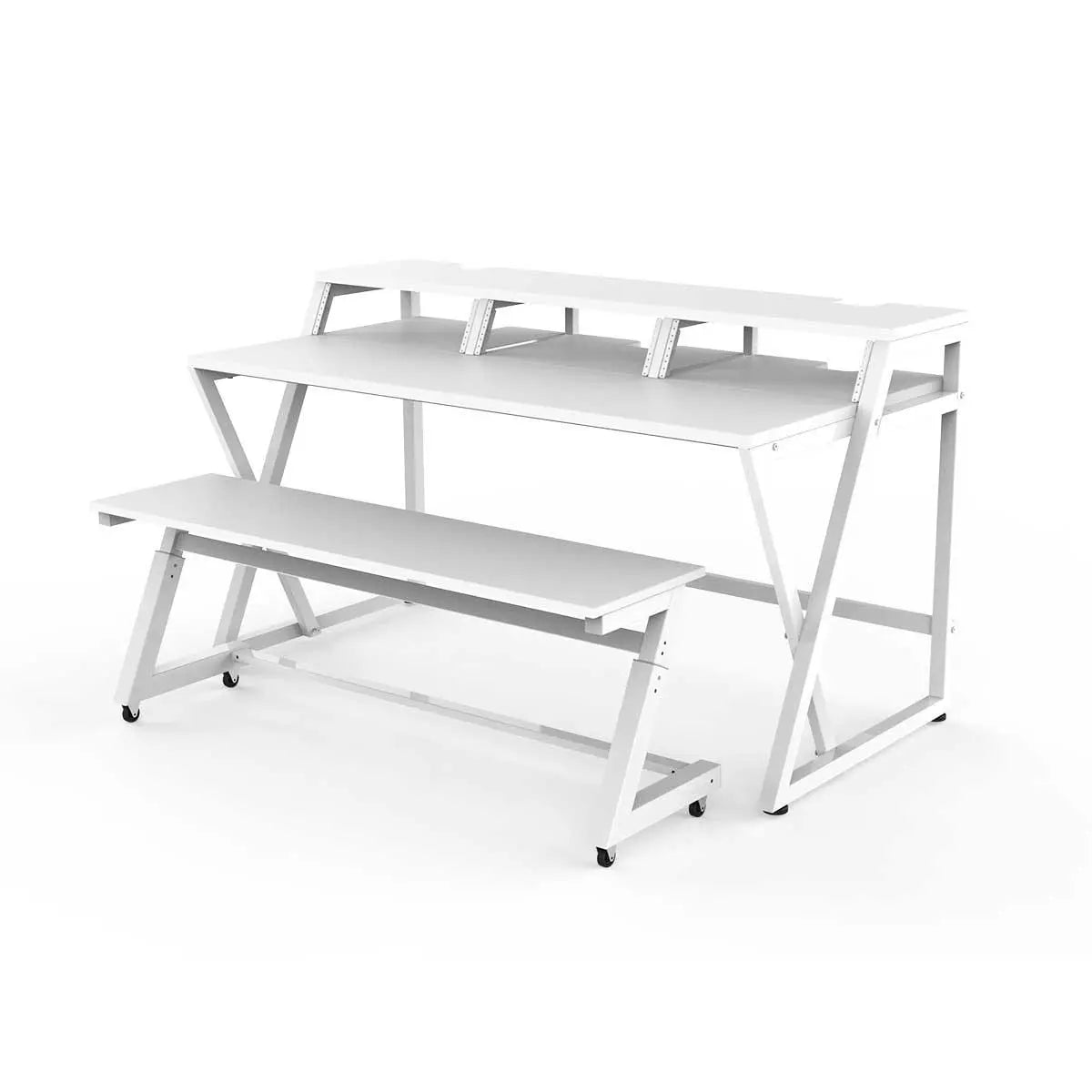 Wavebone HEADQUARTER™ Z Ergonomic Studio Workstation with Height-Adjustable Keyboard Trolley - Light Wood Grain
